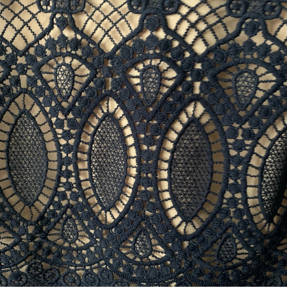 Eliza J Scalloped Lace Navy Sheath Dress Size:10 NWOT Gold Zipper On Back. - Picture 10 of 10